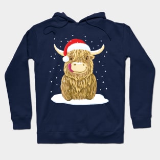 Scottish Highland Cow In The Christmas Snow Hoodie